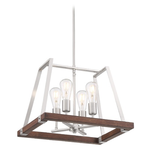 Nuvo Lighting Outrigger Brushed Nickel & Nutmeg Wood Pendant by Nuvo Lighting 60/6883