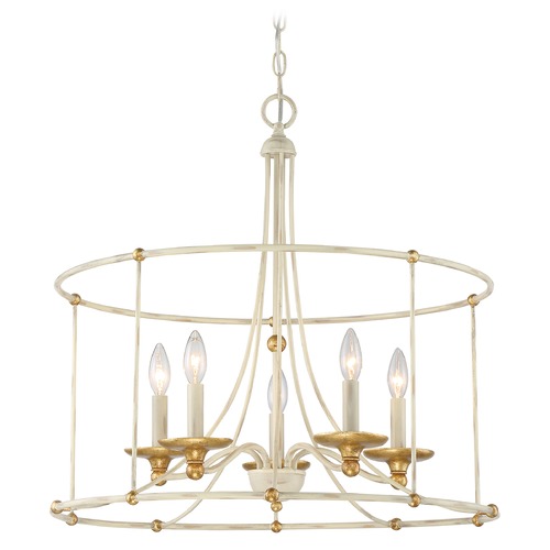 Minka Lavery Westchester County Farm House White with Gilded Gold Leaf Chandelier by Minka Lavery 1047-701