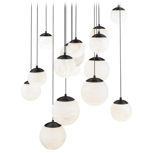 Modern Forms by WAC Lighting Modern Forms Pisces Black LED Multi-Light Pendant with Globe Shade PD-34415R-BK