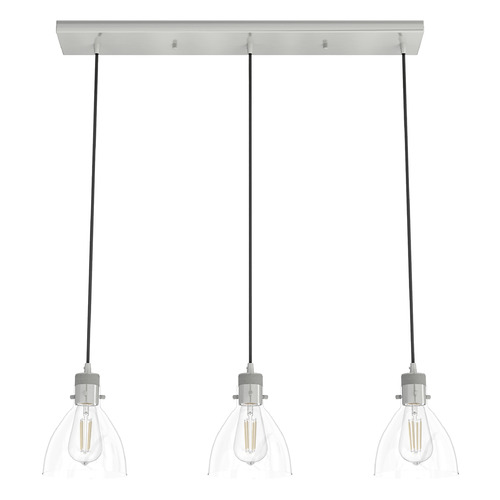 Hunter Fan Company Hunter Fan Company Van Nuys Brushed Nickel Multi-Light Pendant with Bowl / Dome Shade 19308