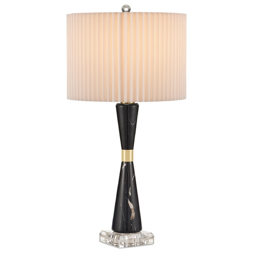Currey and Company Lighting Currey and Company Edelmar Natural / Natural Brass / Clear Table Lamp with Drum Shade 6000-0903