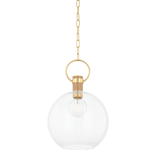 Mitzi by Hudson Valley Catrine 16-Inch Pendant in Aged Brass by Mitzi by Hudson Valley H933701L-AGB
