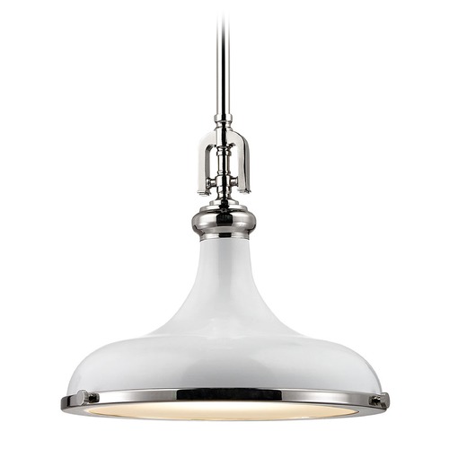 Elk Lighting Farmhouse Barn Light Polished Nickel / White Rutherford by Elk Lighting 57041/1