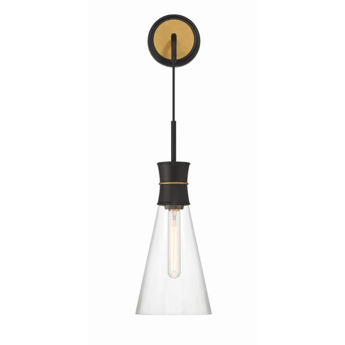Crystorama Lighting Quinn Wall Sconce in Black & Textured Gold by Crystorama Lighting QUN-1501-MK-TG