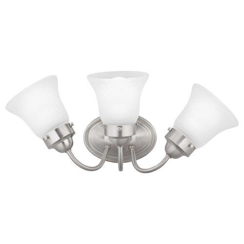 Progress Lighting Fluted Glass Brushed Nickel 3-Light Bathroom Light by Progress Lighting P3289-09ET