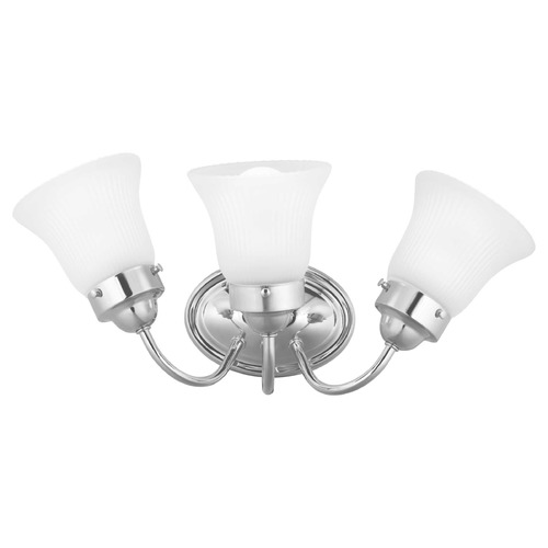 Progress Lighting Fluted Glass Polished Chrome 3-Light Bathroom Light by Progress Lighting P3289-15ET