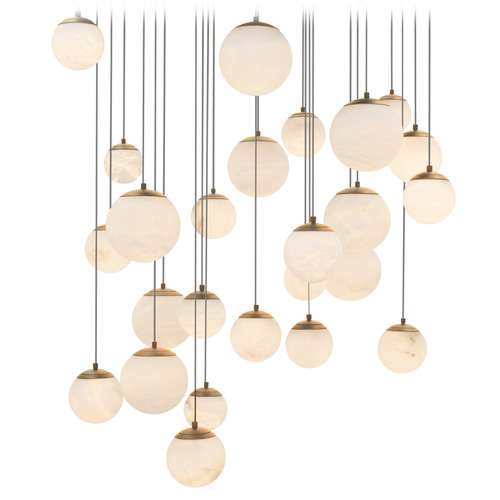 Modern Forms by WAC Lighting Modern Forms Pisces Aged Brass LED Multi-Light Pendant with Globe Shade PD-34425S-AB