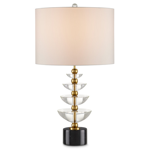 Currey and Company Lighting Currey and Company Waterfall Clear / Natural / Brass Table Lamp with Drum Shade 6000-0872