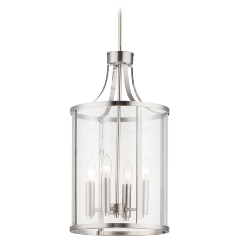 Maxim Lighting Maxim Lighting Sentinel Satin Nickel Pendant Light with Cylindrical Shade 25253CLSN