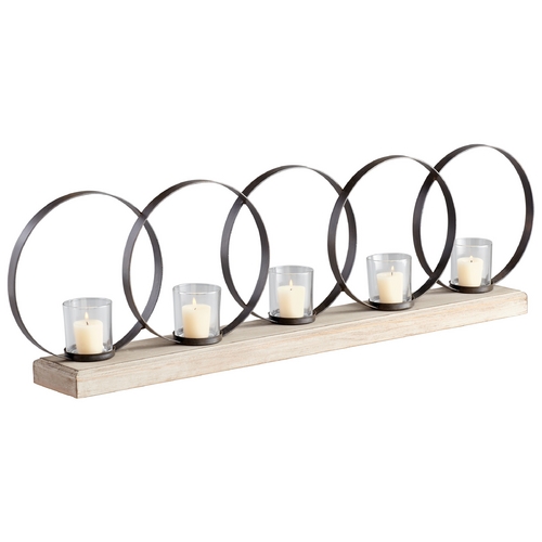 Cyan Design Ohhh Raw Iron & Natural Wood Candle Holder by Cyan Design 05085