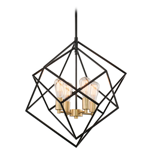 Vaxcel Lighting Vaxcel Lighting Rad Black & Natural Brass Pendant Light P0307