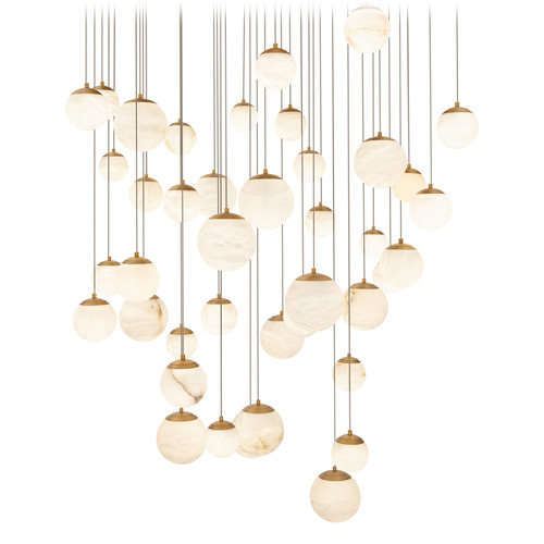 Modern Forms by WAC Lighting Modern Forms Pisces Aged Brass LED Multi-Light Pendant with Globe Shade PD-34441S-AB