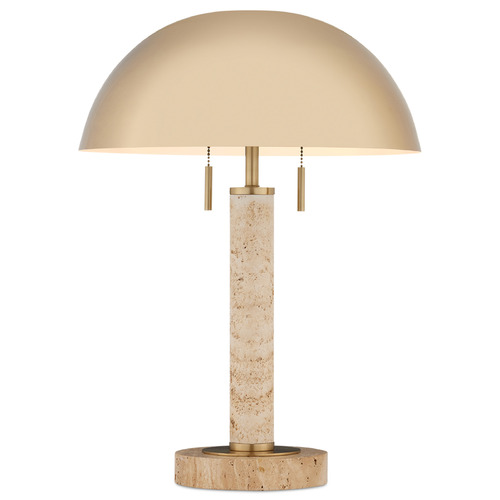 Currey and Company Lighting Currey and Company Miles Brass / Natural LED Table Lamp with Bowl / Dome Shade 6000-0914