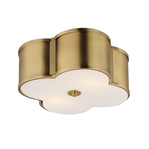 Maxim Lighting Clover 2-Light Flush Mount in Natural Aged Brass by Maxim Lighting 12247WTNAB