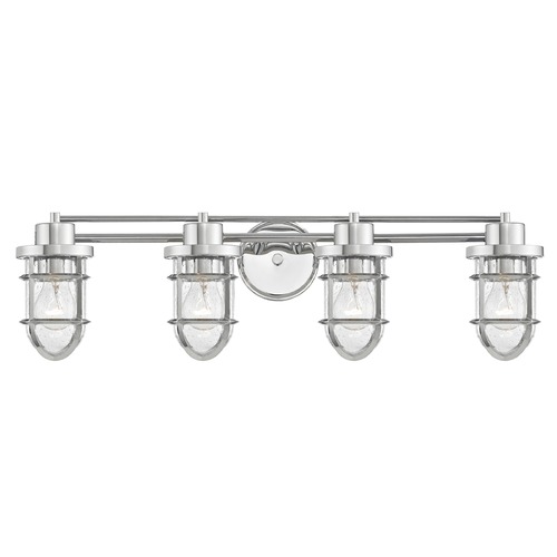Design Classics Lighting Seeded Glass 4-Light Vanity Light With Chrome Cage 1844-26