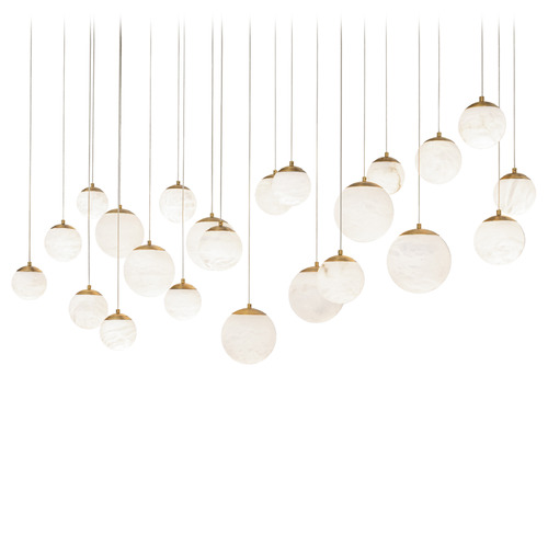 Modern Forms by WAC Lighting Modern Forms Pisces Aged Brass LED Multi-Light Pendant with Globe Shade PD-34423L-AB