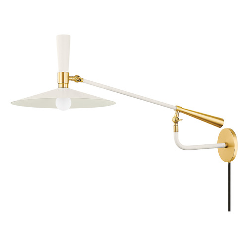 Mitzi by Hudson Valley Mitzi By Hudson Valley Tali Roth Milena Aged Brass & Soft Cream LED Swing Arm Lamp HL906101-AGB/SCR