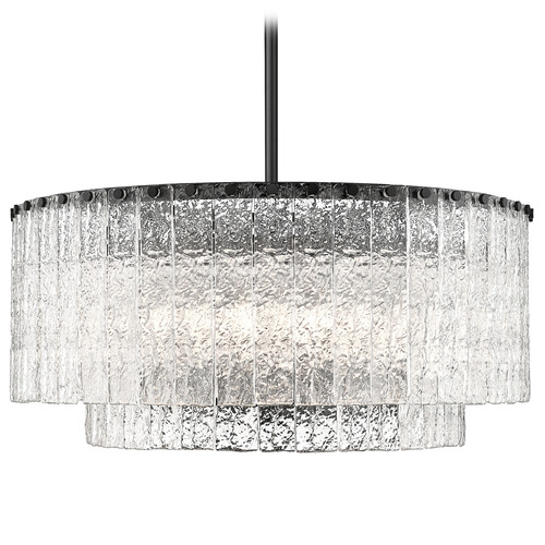 Z-Lite Z-Lite Glacier Matte Black Pendant Light with Drum Shade 1943P26-2-MB