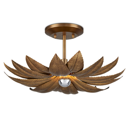 Currey and Company Lighting Currey and Company Tom Caldwell Alithea Antique Brass Semi-Flushmount Light 9000-1159