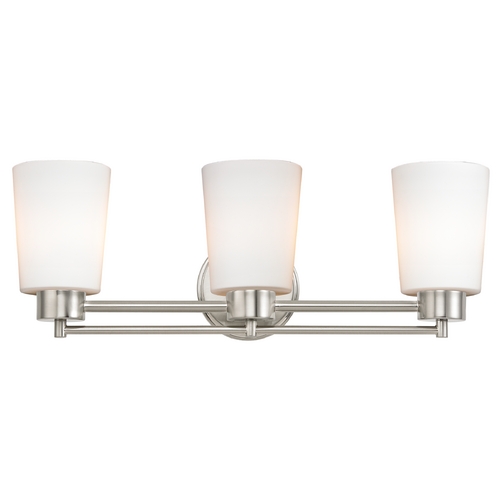 Design Classics Lighting Modern Bathroom Light with White Glass in Satin Nickel Finish 703-09 GL1027