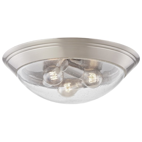 Design Classics Lighting 16-Inch Industrial Seeded Glass Flush-Mount in Satin Nickel 1016-09/CS