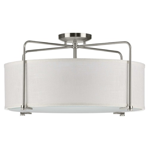 Progress Lighting Kempsey Brushed Nickel Semi-Flush Mount by Progress Lighting P350110-009