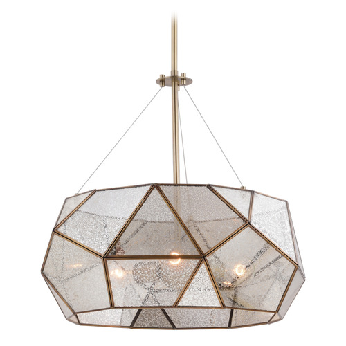 Vaxcel Lighting Vaxcel Lighting Euclid Aged Brass Pendant Light with Drum Shade P0317
