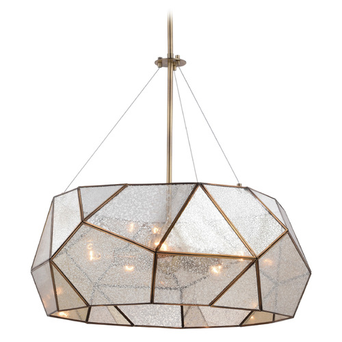 Vaxcel Lighting Vaxcel Lighting Euclid Aged Brass Pendant Light with Drum Shade P0318