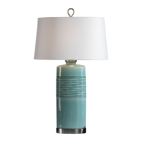 Uttermost Lighting Rila Distressed Teal & Brushed Nickel Table Lamp by Uttermost Lighting 27569