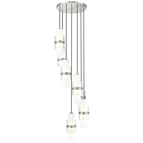 Z-Lite Z-Lite Cayden Brushed Nickel Multi-Light Pendant with Cylindrical Shade 1946P-7R-BN
