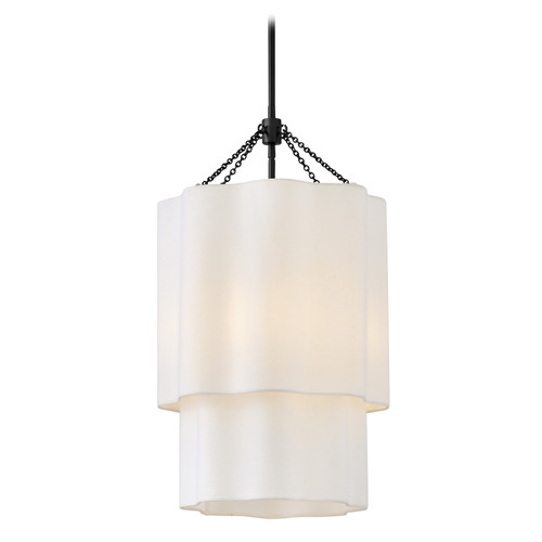 Hinkley Hinkley Gwen Black LED Pendant Light with Scalloped Shade 47737BK