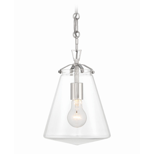 Crystorama Lighting Crystorama Lighting Voss Polished Nickel Mini-Pendant Light with Conical Shade VSS-7003-PN