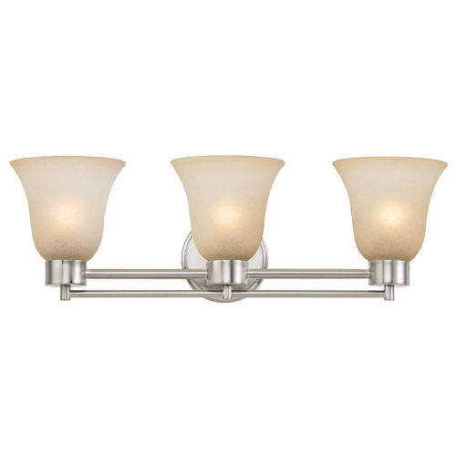 Design Classics Lighting Modern Bathroom Light with Brown Art Glass in Satin Nickel Finish 703-09 GL9222-CAR