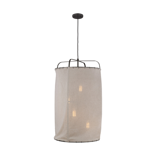 Visual Comfort Studio Collection ED Ellen-DeGeneres 21.88-Inch Dunne Aged Iron Pendant with Hand-Sewn Shade by Visual Comfort Studio EP1124AI