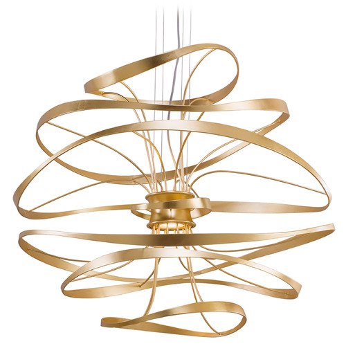 Corbett Lighting Corbett Lighting Calligraphy Gold Silver Leaf & Stainless LED Chandelier 216-44-GL/SS