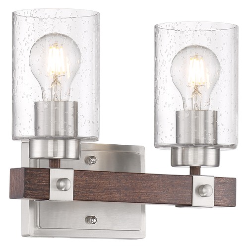 Nuvo Lighting Arabel Brushed Nickel & Nutmeg Wood Bathroom Light by Nuvo Lighting 60/6962