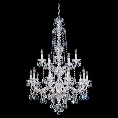 Schonbek Lighting Schonbek Worldwide Lighting Sterling Polished Silver Crystal Chandelier 3608-40R