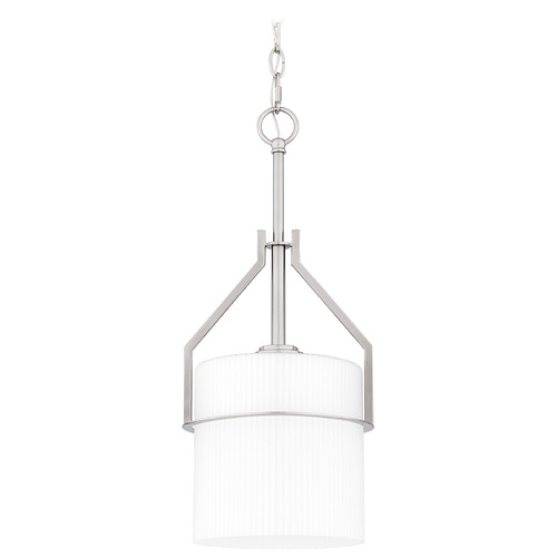 Quoizel Lighting Quoizel Lighting Seymour Brushed Nickel Mini-Pendant Light with Cylindrical Shade SEY1508BN