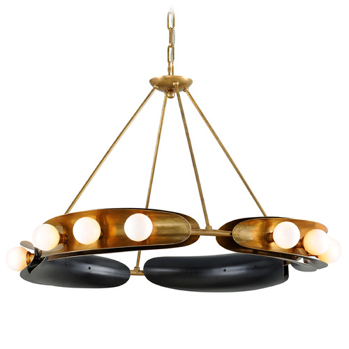 Corbett Lighting Corbett Lighting Hopper Vintage Brass & Black Brass Chandelier 271-012-VB/BBR
