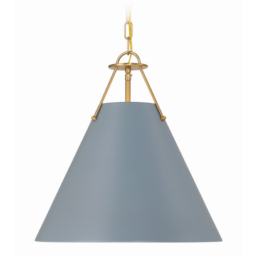 Crystorama Lighting Crystorama Lighting Xavier Vibrant Gold , Blue Pendant Light with Conical Shade XAV-B8305-VG-BL