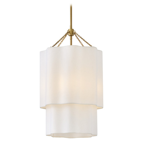 Hinkley Hinkley Gwen Lacquered Brass LED Pendant Light with Scalloped Shade 47737LCB
