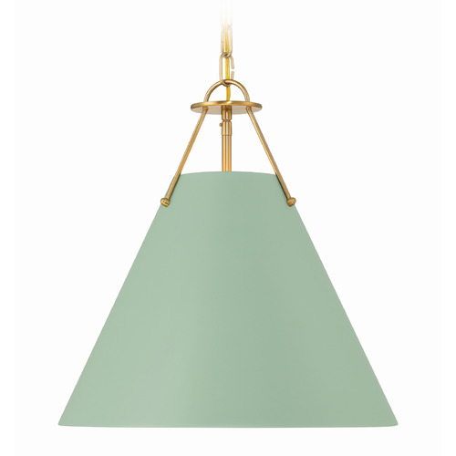 Crystorama Lighting Crystorama Lighting Xavier Vibrant Gold , Green Pendant Light with Conical Shade XAV-B8305-VG-GR
