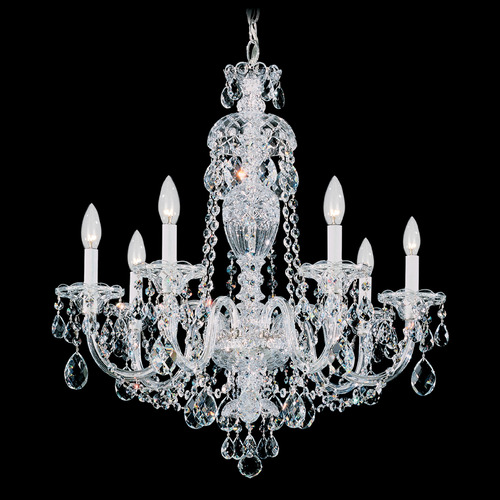 Schonbek Lighting Schonbek Worldwide Lighting Sterling Polished Silver Crystal Chandelier 2995-40R