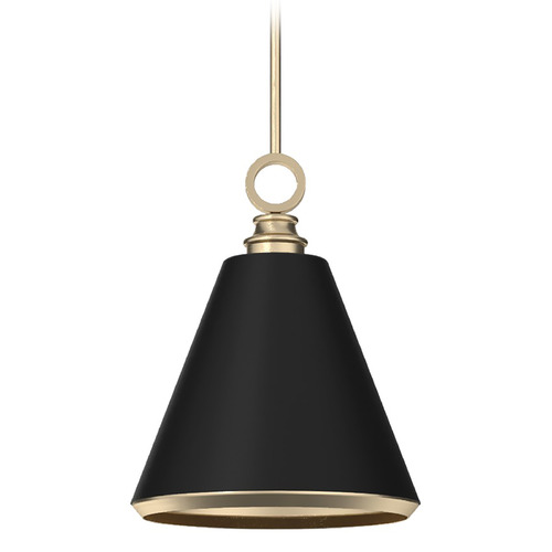 Hunter Fan Company Hunter Fan Company Klein Alturas Gold & Flat Matte Black Pendant Light with Conical Shade 19444