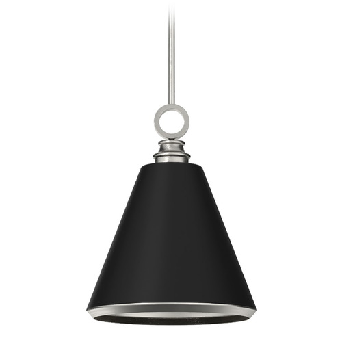 Hunter Fan Company Hunter Fan Company Klein Brushed Nickel & Flat Matte Black Pendant Light with Conical Shade 19445