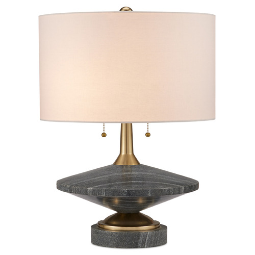 Currey and Company Lighting Currey and Company Jebel Natural / Brushed Brass Table Lamp with Drum Shade 6000-0918