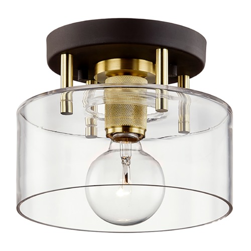 Troy Lighting Bergamot Station 8.50-Inch Bronze and Brass Semi-Flush by Troy Lighting C7540-BRZ/BBA