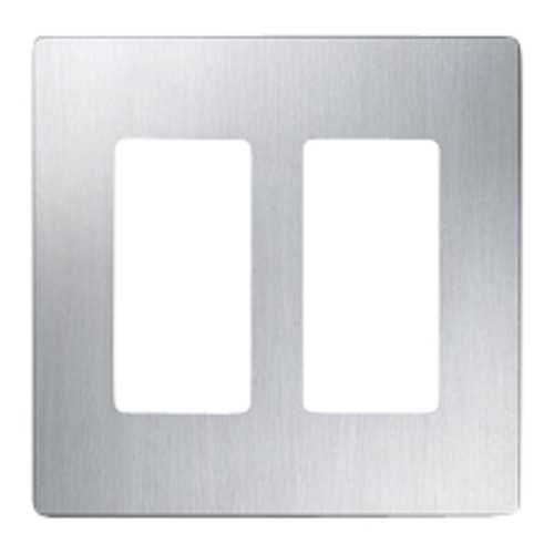 Lutron Dimmer Controls Designer Style 2-Gang Wall Plate in Stainless Steel CW-2-SS