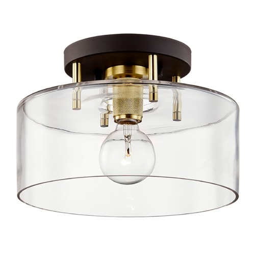 Troy Lighting Bergamot Station 12.25-Inch Bronze and Brass Semi-Flush Mount by Troy Lighting C7541