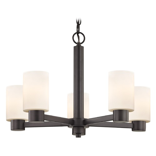 Design Classics Lighting Opal White Glass Chandelier Bronze 5-Lt 2105-220 GL1024C